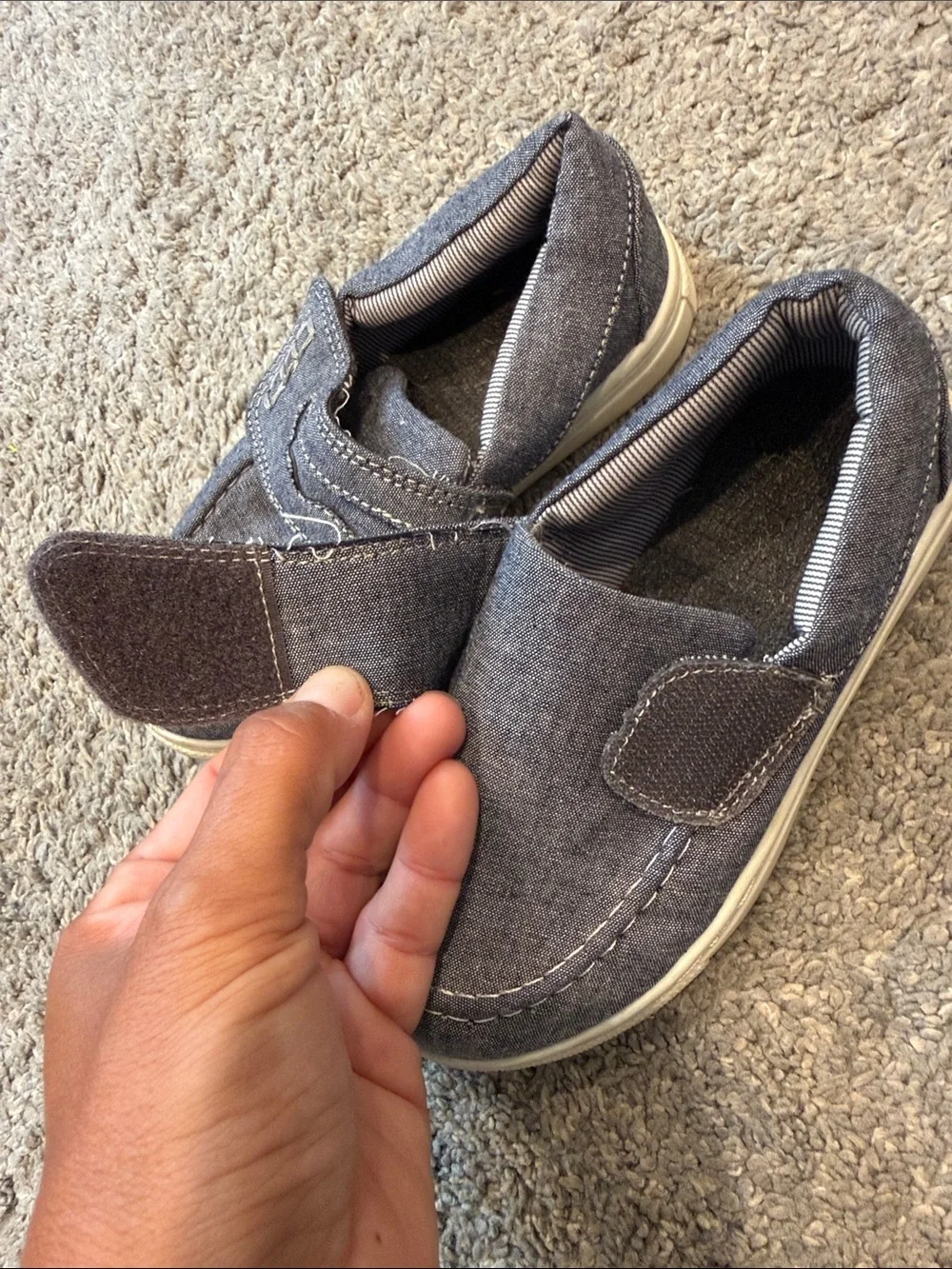 Jumping Beans | Denim Slip-On Sneakers with Velcro Strap